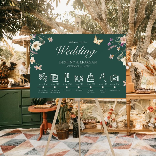 Rustic Wildflower Frame Emerald Green Timeline Foam Board (Creator Uploaded)