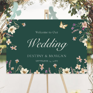 Rustic Wildflower Frame Emerald Green Welcome Foam Board