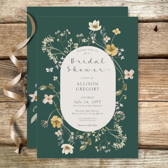 Rustic Wildflower Frame Green Bridal Shower Invitation (Rustic Wildflower Frame Green Bridal Shower Invitation)