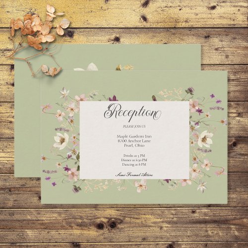 Rustic Wildflower Frame Sage Green Reception Enclosure Card