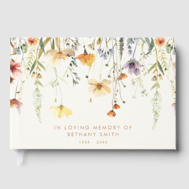 Rustic Wildflower Funeral Guest Book (Front)