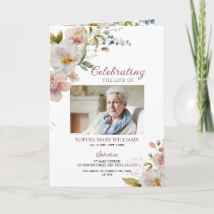 Rustic Wildflower Funeral Order of Service Program