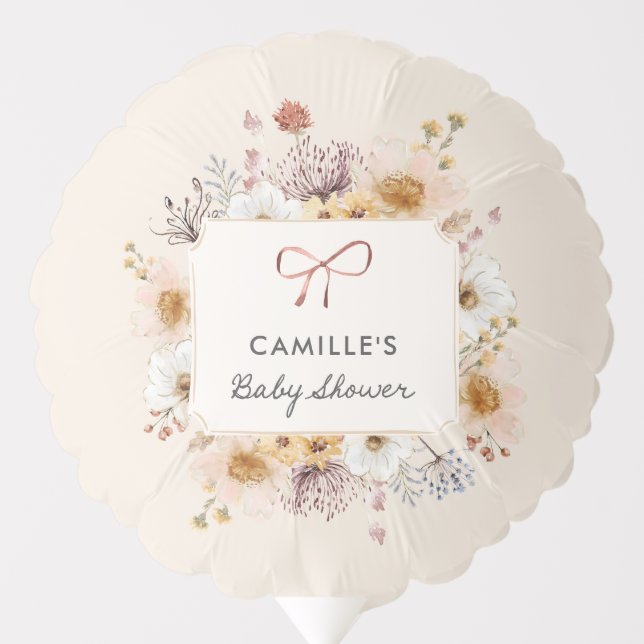 Rustic Wildflower Garden Baby Shower Party Balloon (Front)