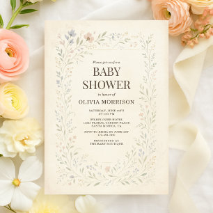 Rustic Wildflower Garden Boho Baby Shower Invitation