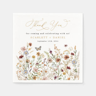 Rustic Wildflower Garden Floral Wedding Thank You Napkins