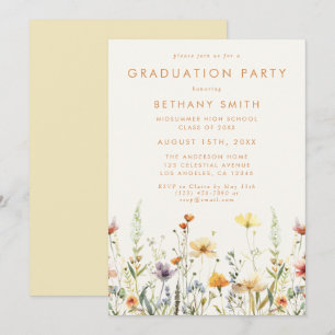 Rustic Wildflower Graduation Party Invitation
