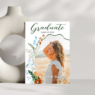 Rustic Wildflower Graduation Wavy Arch Photo Party Invitation