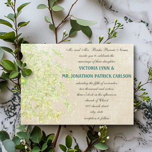 Rustic Wildflower Green Yellow Queen Annes Lace Invitation