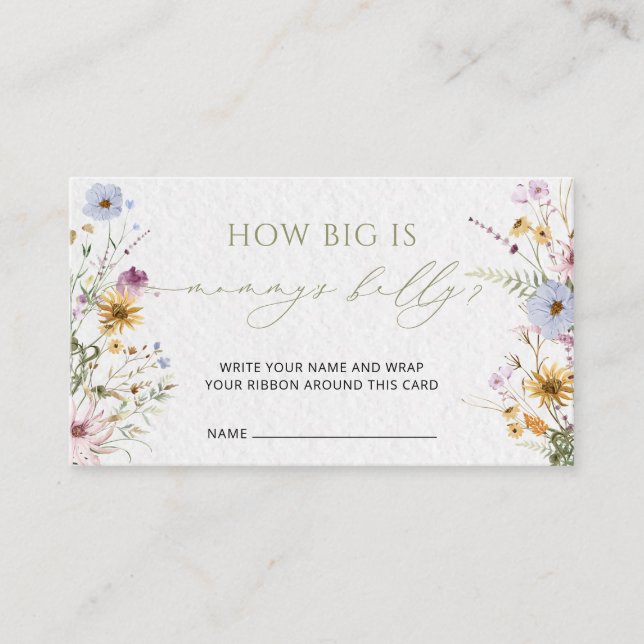 Rustic Wildflower How Big Is Mommy's Belly Enclosure Card (Front)