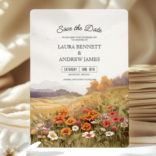 Rustic Wildflower Landscape Save the Date  Invitation (Creator Uploaded)