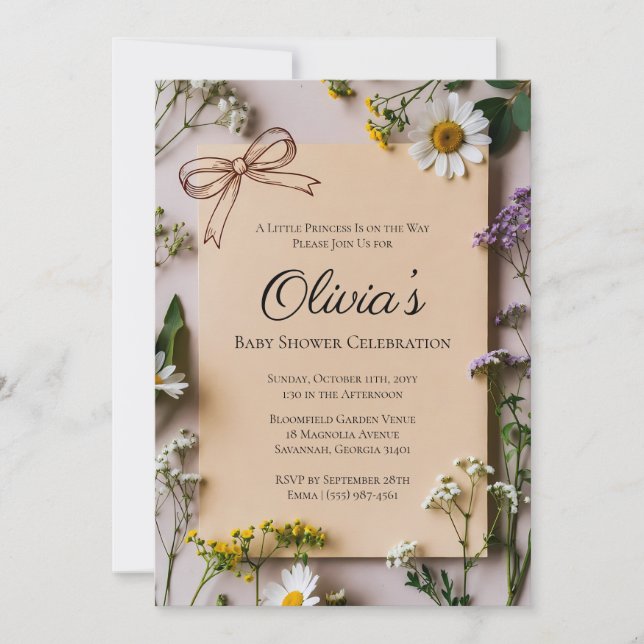 Rustic Wildflower Little Princess Baby Shower Invitation (Front)