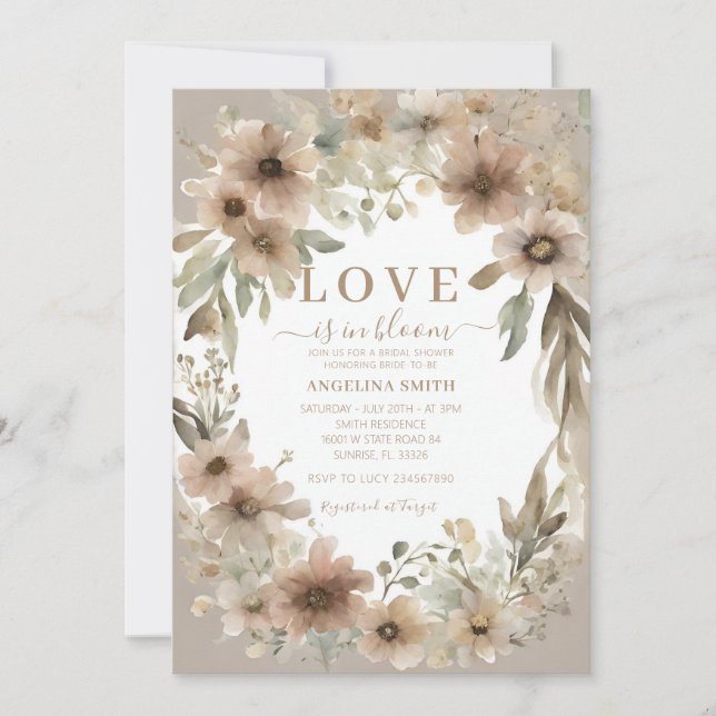 Rustic Wildflower Love is in Bloom Bridal Shower Invitation (Front)