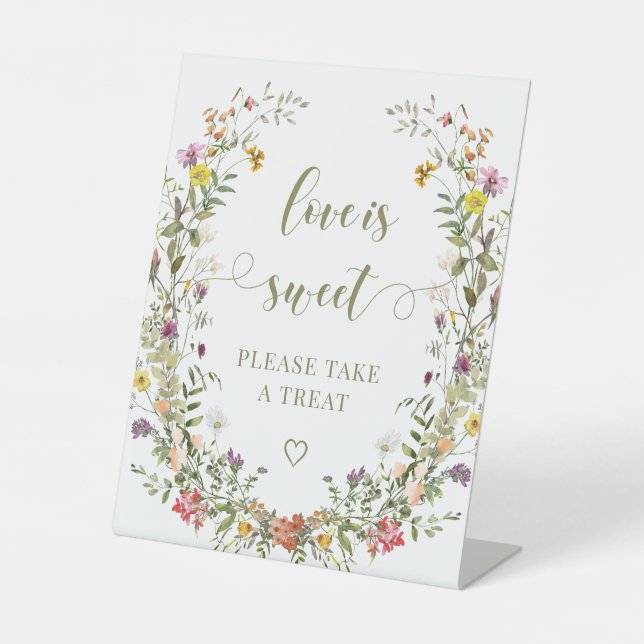Rustic Wildflower Love is Sweet Wedding Treat Sign (Front)