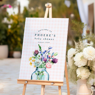 Rustic Wildflower Mason Jar Baby Shower Sign