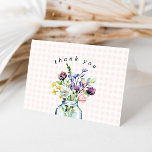 Rustic Wildflower Mason Jar Bridal Shower Letterpress Thank You Card<br><div class="desc">Rustic Wildflower Mason Jar Bridal Shower Thank You Card</div>