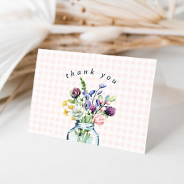 Rustic Wildflower Mason Jar Bridal Shower Thank You Card