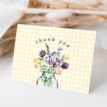 Rustic Wildflower Mason Jar Bridal Shower Thank You Card by BohemianWoods at Zazzle