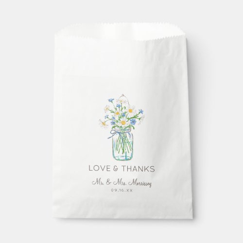 Rustic Wildflower Mason Jar Love and Thanks Favor Bag