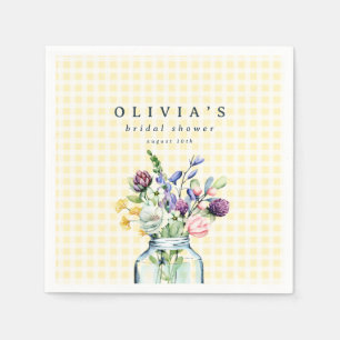 Rustic Wildflower Mason Jar Picnic Baby Shower Napkins