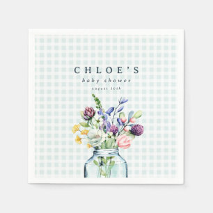 Rustic Wildflower Mason Jar Picnic Baby Shower Napkins