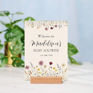 Rustic Wildflower Meadow Baby Shower Welcome Sign Holder