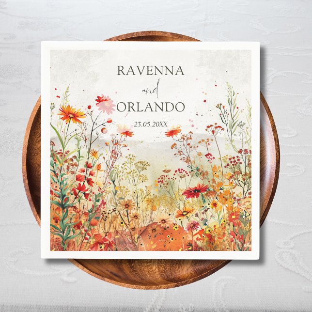 Rustic Wildflower Meadow Fall Wedding Napkins (Creator Uploaded)