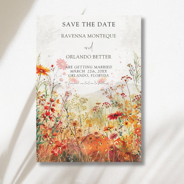 Rustic Wildflower Meadow Fall Wedding Save The Date (Creator Uploaded)