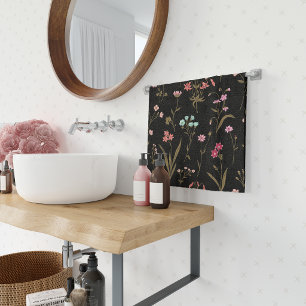 Rustic Wildflower Meadow Hand Drawn Multicolored Bath Towel Set