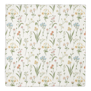 Rustic Wildflower Meadow Hand Drawn Multicolored Duvet Cover