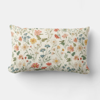 Rustic Wildflower Meadow Lumbar Pillow
