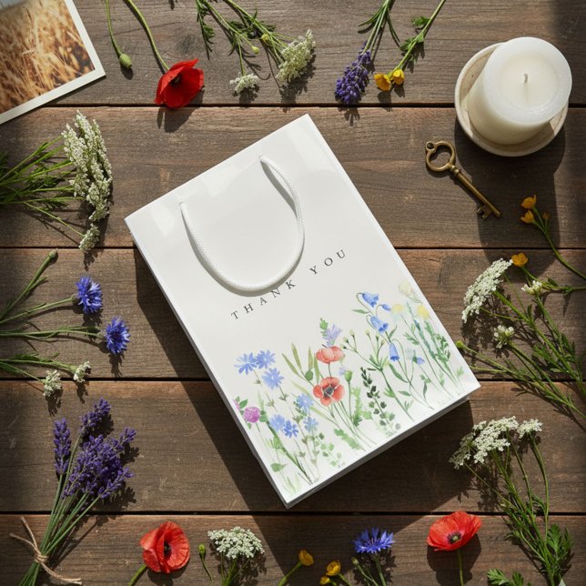 Rustic Wildflower Meadow Wedding  Medium Gift Bag (Rustic Wildflower Meadow Wedding Medium Gift Bag)