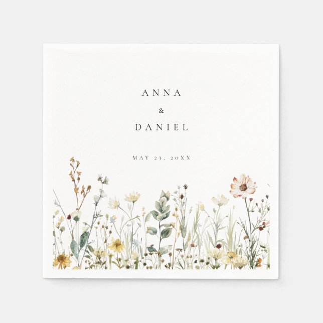 Rustic Wildflower Meadow Wedding Napkins (Front)