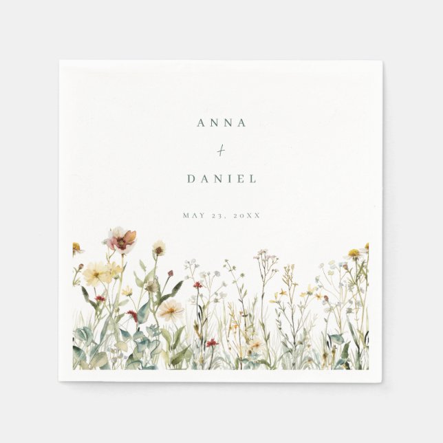Rustic Wildflower Meadow Wedding Napkins (Front)