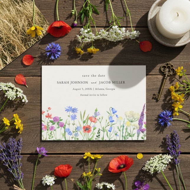 Rustic Wildflower Meadow Wedding Photo  Save The Date (Rustic Wildflower Meadow Wedding Photo Save The Date)