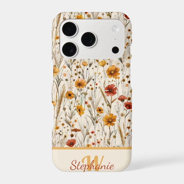 Rustic Wildflower Monogram - Boho Floral Pattern Iphone Case (Back)