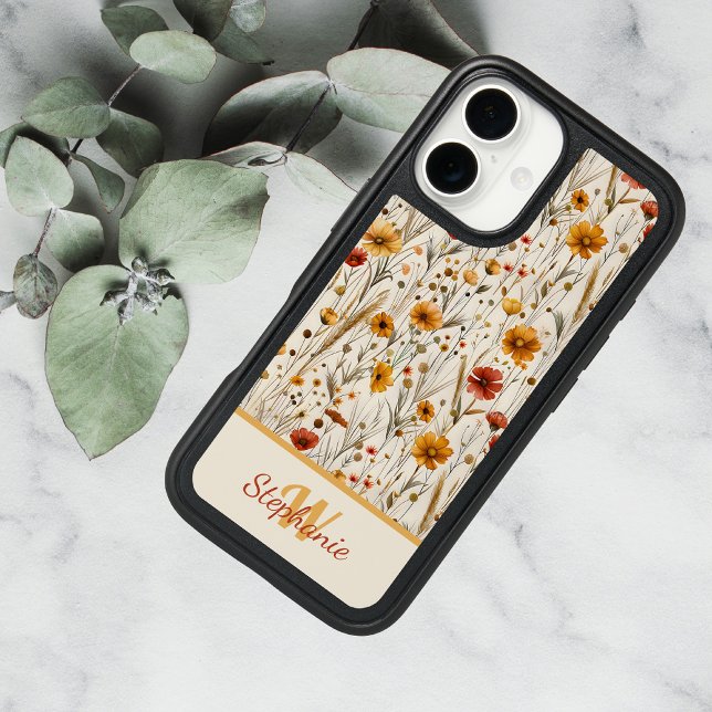 Rustic Wildflower Monogram - Boho Floral Pattern Otterbox iPhone Case (Creator Uploaded)