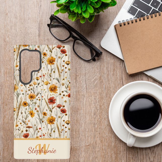 Rustic Wildflower Monogram - Boho Floral Pattern Samsung Galaxy Case (Creator Uploaded)