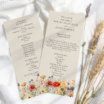 Rustic Wildflower Neutral Floral Wedding Program<br><div class="desc">Rustic wildflower wedding program with elegant floral design. The program has a border of vibrant vintage botanical wild flowers and detailed blooms in rich, warm earthy neutral tones. A gorgeous design with summer and fall colors of red orange yellow pink blue and cream on a neutral background, helping you set...</div>