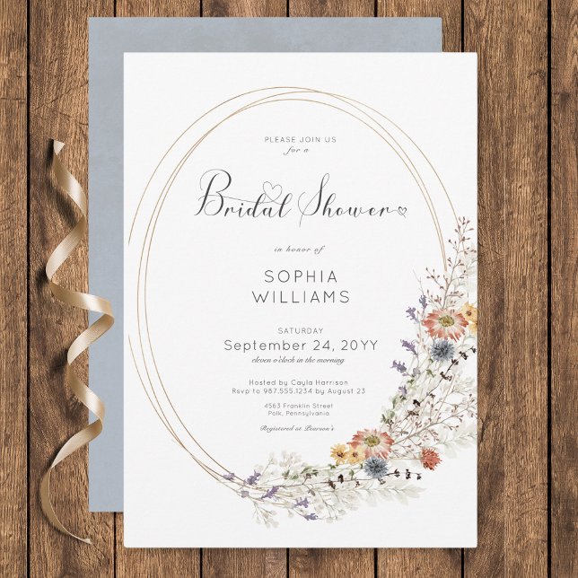 Rustic Wildflower Oval Frame Bridal Shower Invitation (Rustic Wildflower Oval Frame Bridal Shower Invitation)