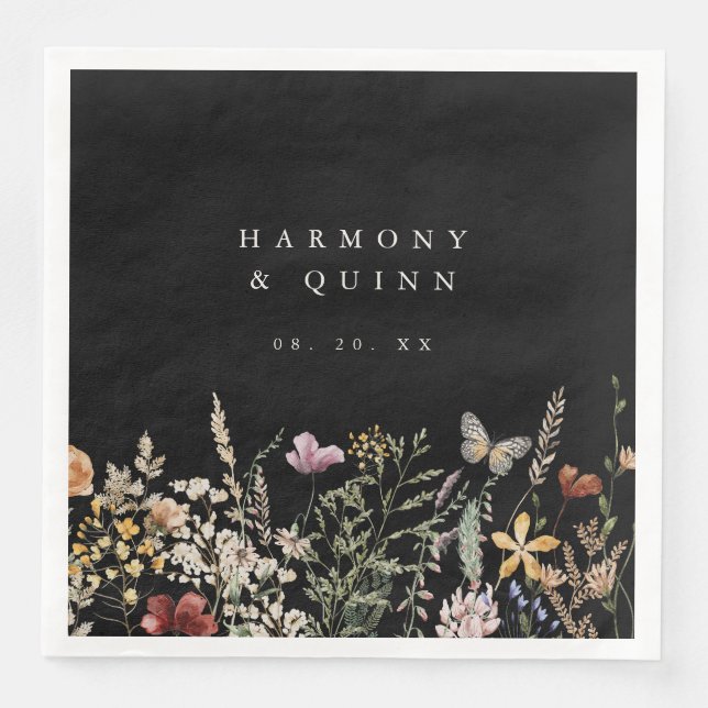 Rustic Wildflower Paper Napkins Wedding Decor (Front)