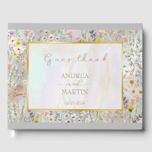 Rustic Wildflower Pastel Garden Wedding Guest Book