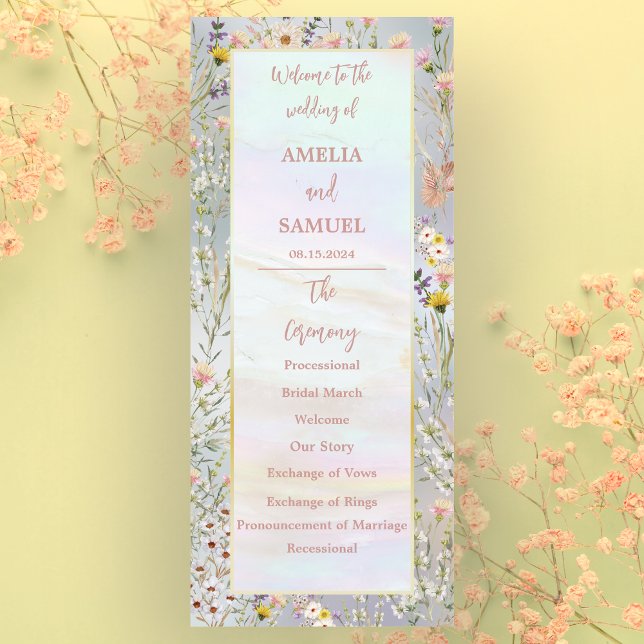Rustic Wildflower Pastel Garden Wedding Program (Creator Uploaded)