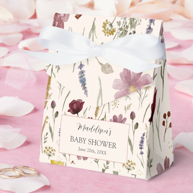 Rustic Wildflower Pattern Baby Shower Favor Tent Boxes (Wedding)