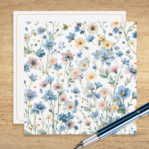 Rustic Wildflower Patterned Botanical Garden Note Card
