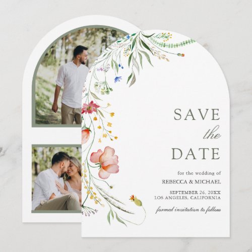 Rustic Wildflower Photo Collage Wedding Save The Date
