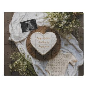 Rustic wildflower pregnancy announcement keepsake  jigsaw puzzle