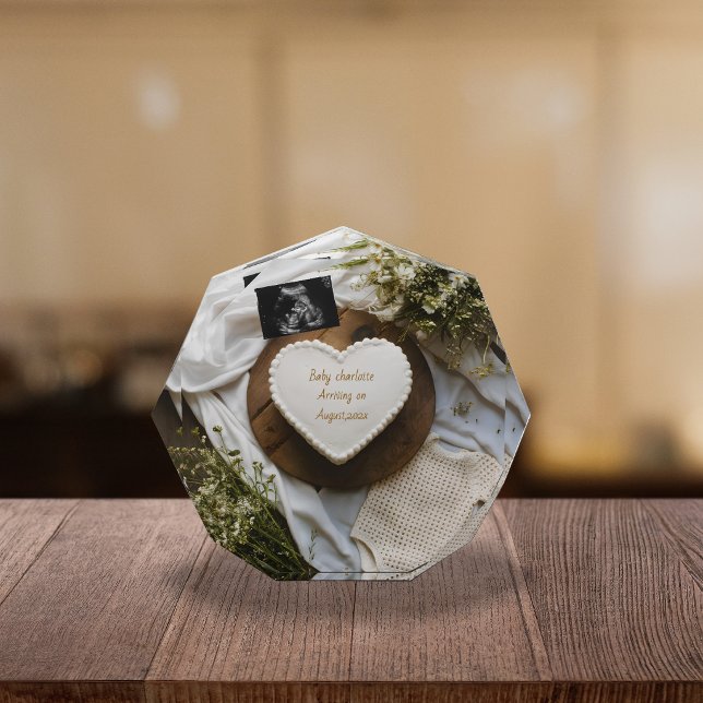 Rustic wildflower pregnancy announcement keepsake  photo block (Creator Uploaded)