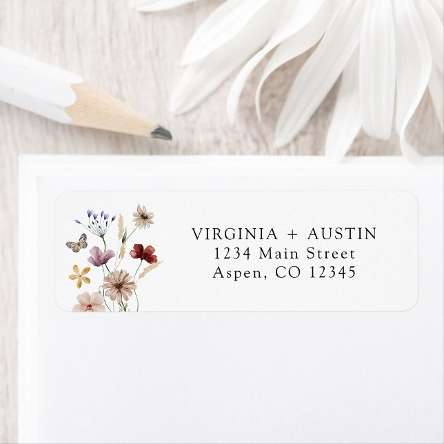Rustic Wildflower Return Address Label (Rustic White Boho Wildflower Return Address Label by Painted Paperie
)