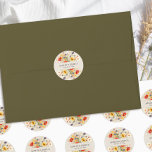 Rustic Wildflower Rich Colorful Floral Wedding Classic Round Sticker<br><div class="desc">Rustic wildflower wedding stickers with bride and groom names and wedding date in elegant typography, for your invitation envelope seals, favor stickers etc. The stickers have a floral border of vibrant vintage botanical wild flowers and detailed blooms in rich, warm earthy neutral tones. A gorgeous design with summer and fall...</div>