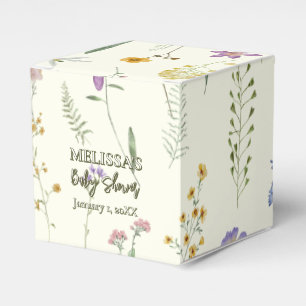 Rustic wildflower sage green baby shower favor boxes